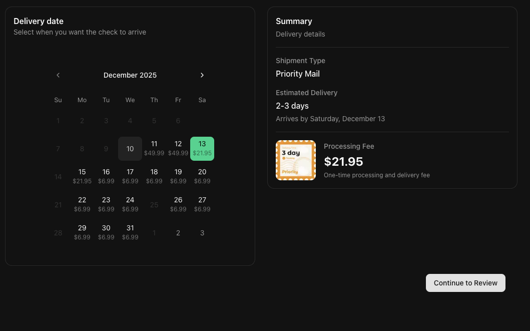 Priority shipping option